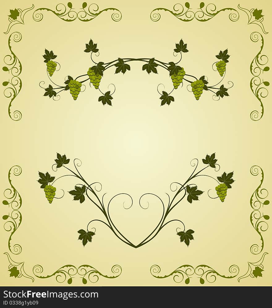 Illustration the grape twig ornate for design labels - vector