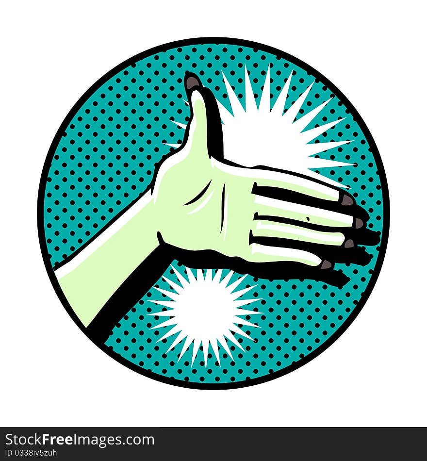 Hand symbol on dot background