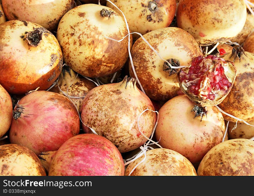 Ripe pomegranate for sale at the market