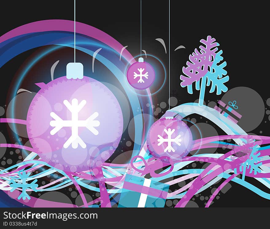 New Year and Christmas image, with snow balls. New Year and Christmas image, with snow balls