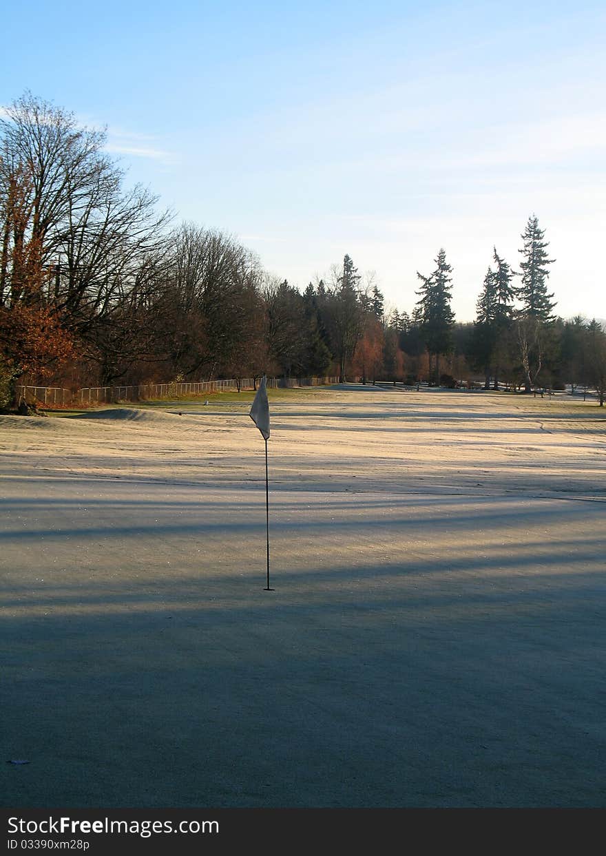 Very frosty gold green in early morning. Very frosty gold green in early morning.