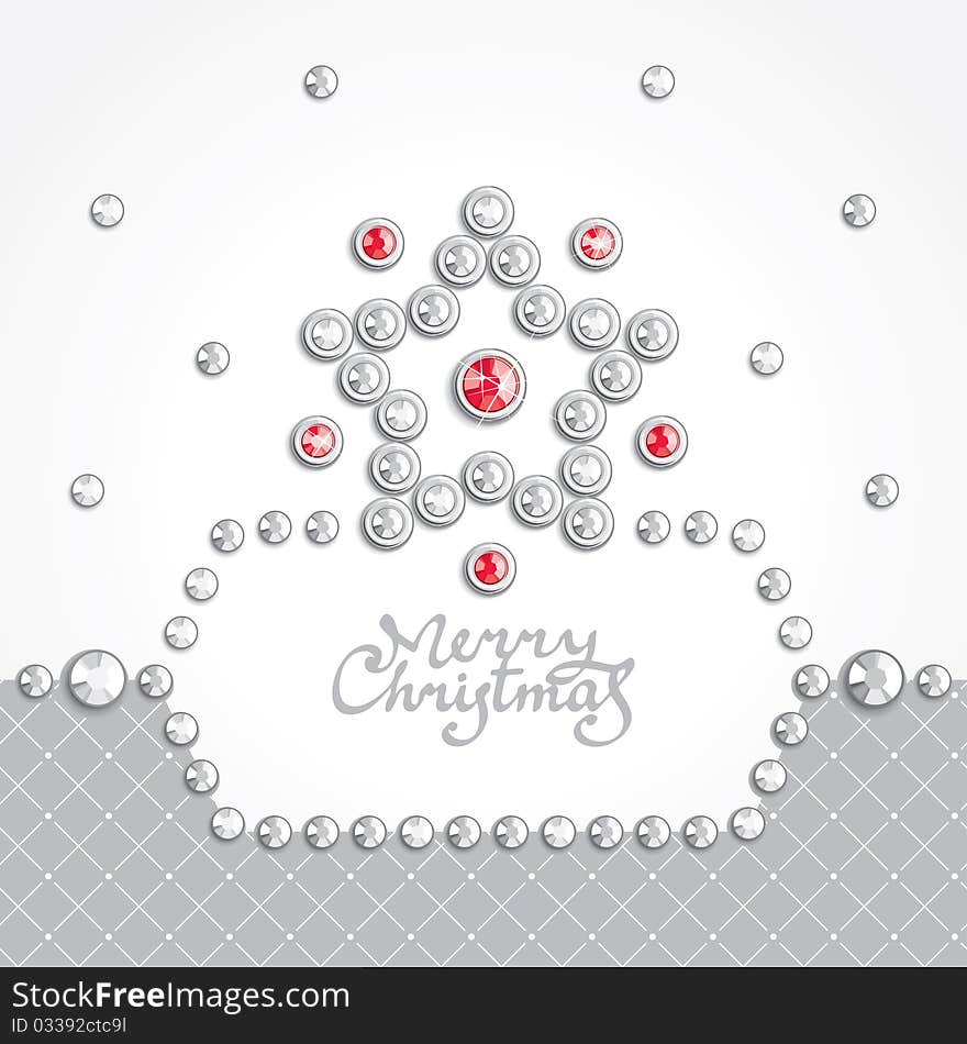 Christmas background with star silhouette and text frame composed of crystals