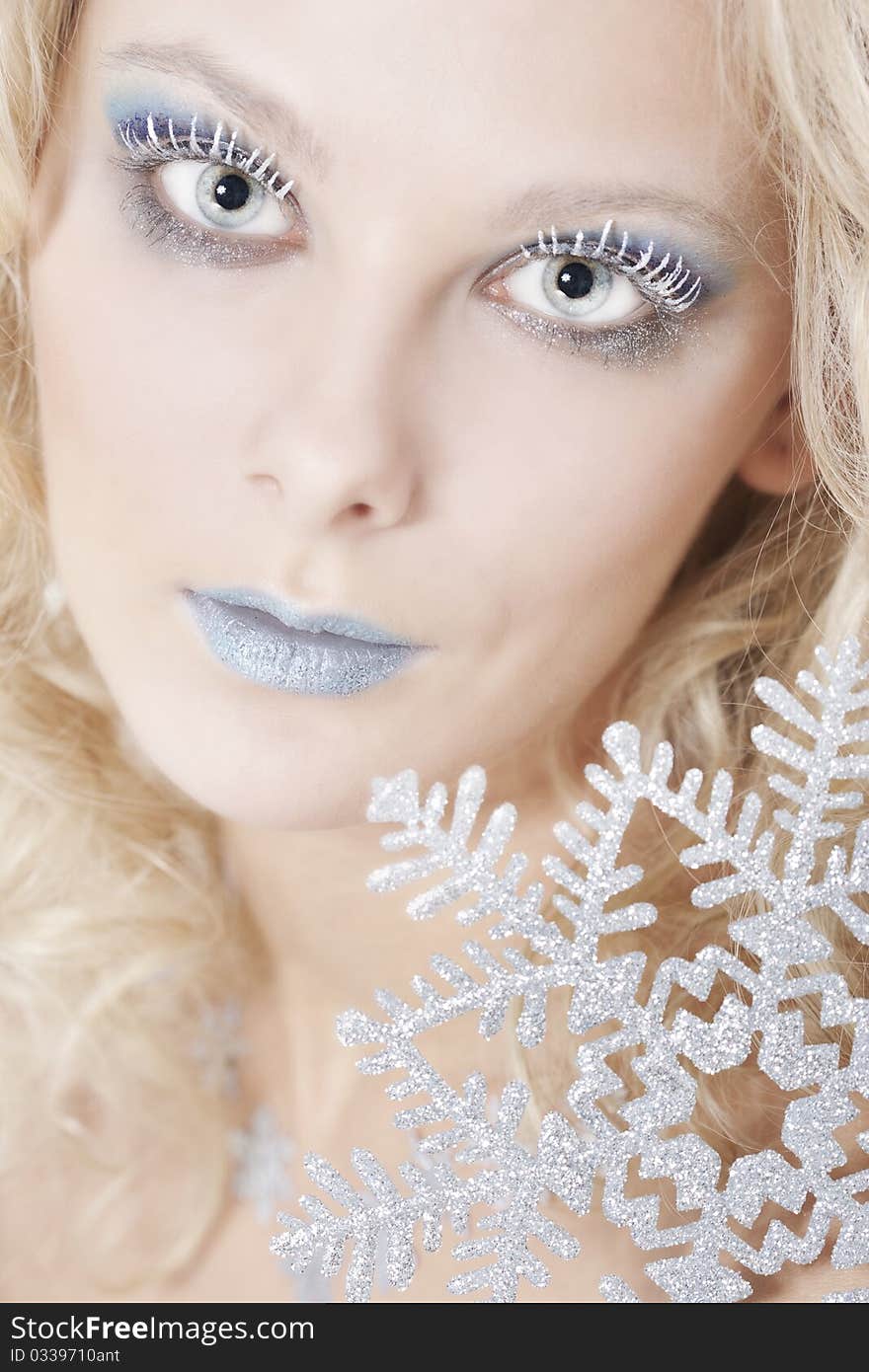 Portrait of beautiful blonde with winter make-up. Portrait of beautiful blonde with winter make-up