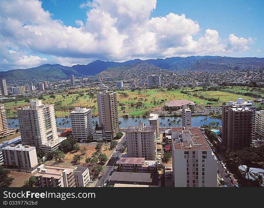 High angle view of prosperity city. High angle view of prosperity city