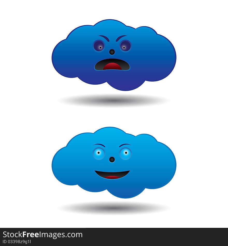 Mad And Happy Cartoon Clouds