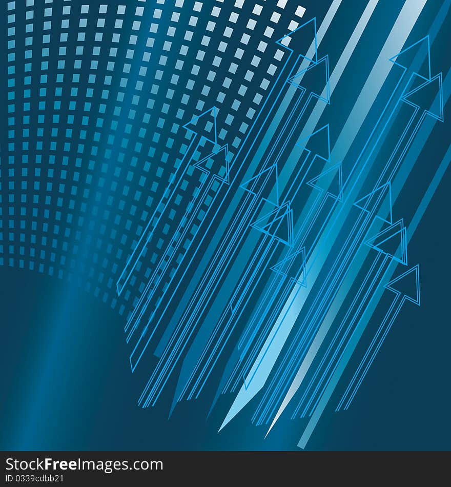 Blue abstract background with arrows