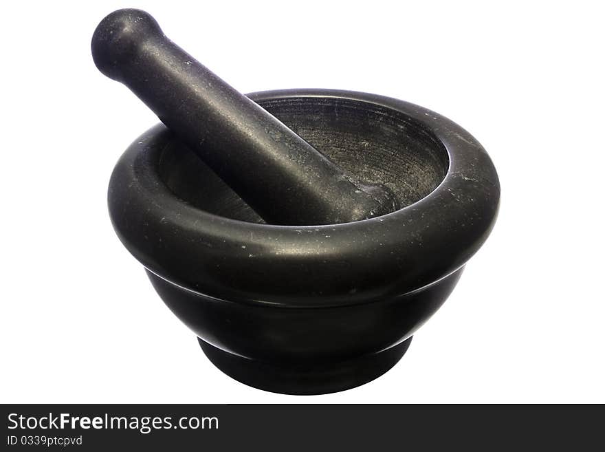 Pestle and mortar isolated over white