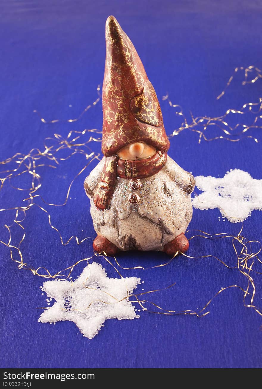 Christmas gnome with white sugar stars. Christmas gnome with white sugar stars