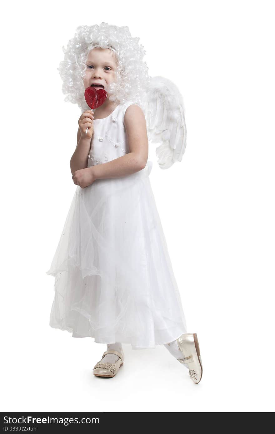 Little angel on isolated background