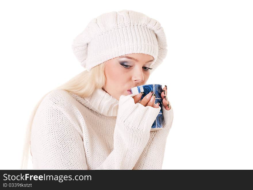 Portrait of beautiful girl with cup of coffee. Portrait of beautiful girl with cup of coffee