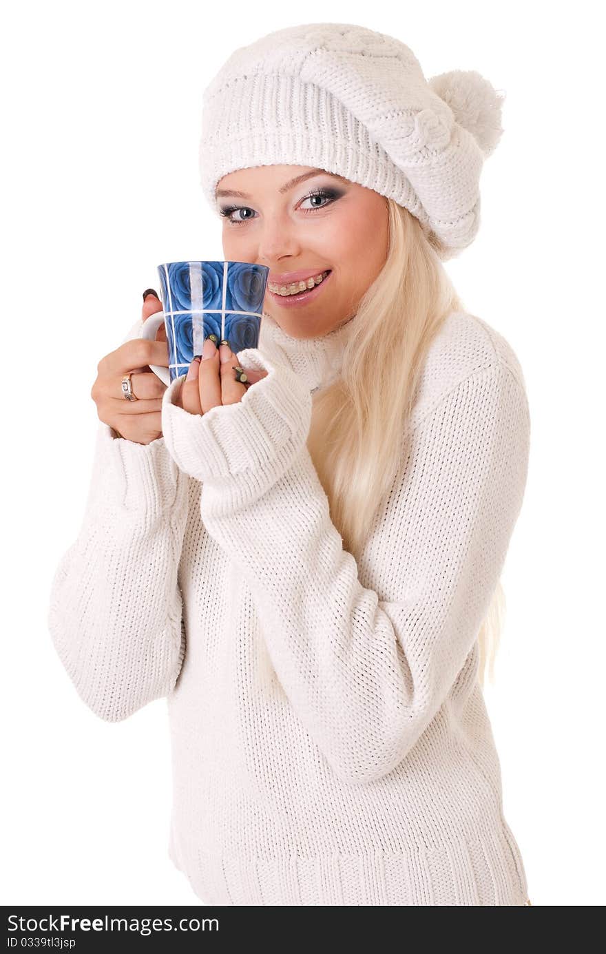 Portrait of beautiful girl with cup of coffee. Portrait of beautiful girl with cup of coffee