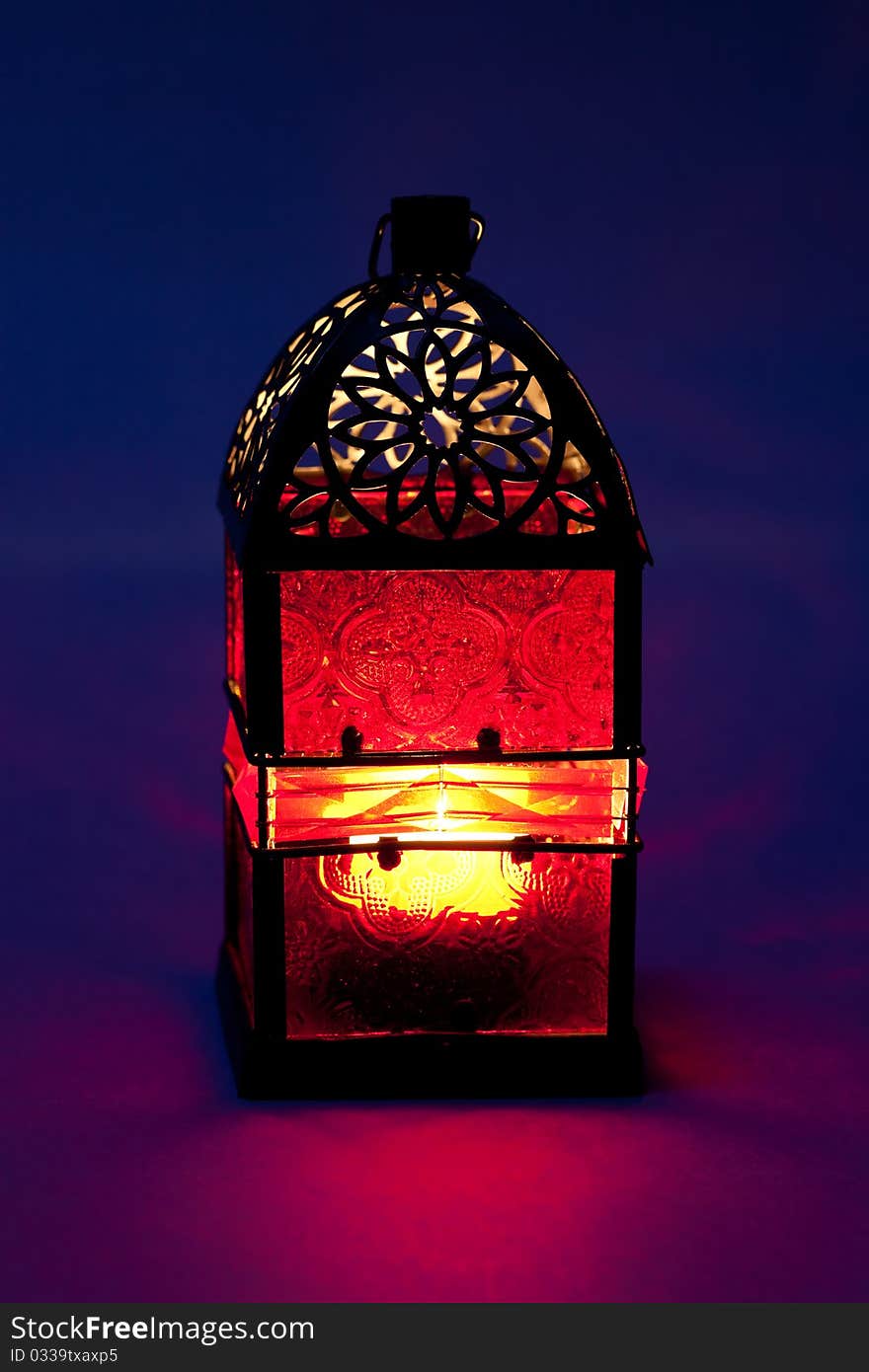 Burning lantern in the dark