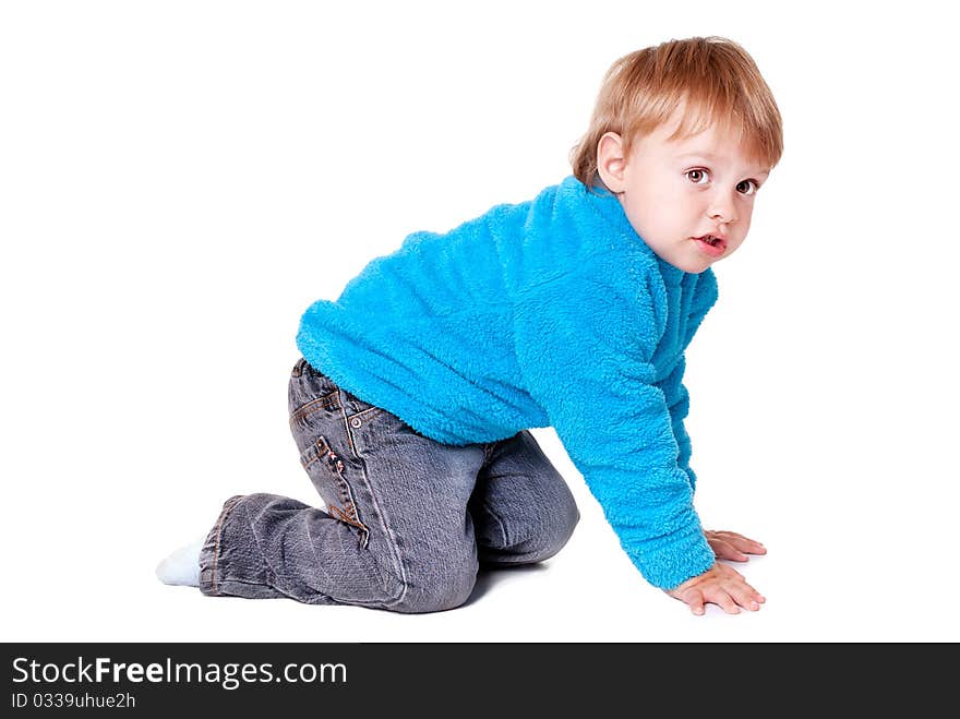 Studio portrait of cute little boy