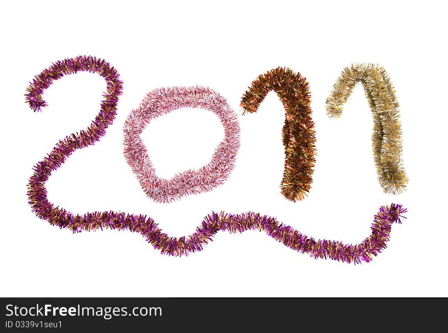 Number 2011 from a tinsel on a white background. Number 2011 from a tinsel on a white background.