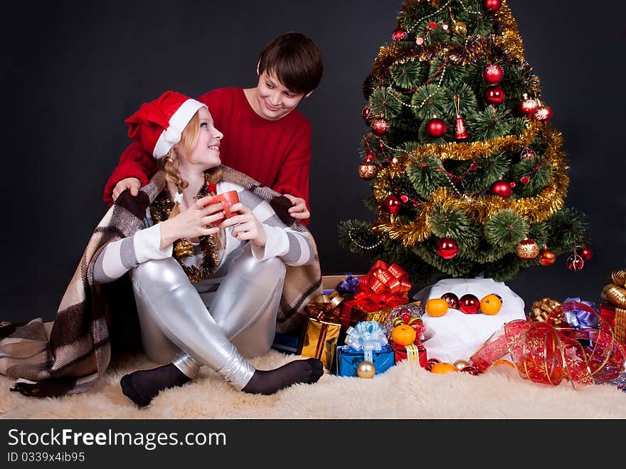 Two Children are waiting for Christmas