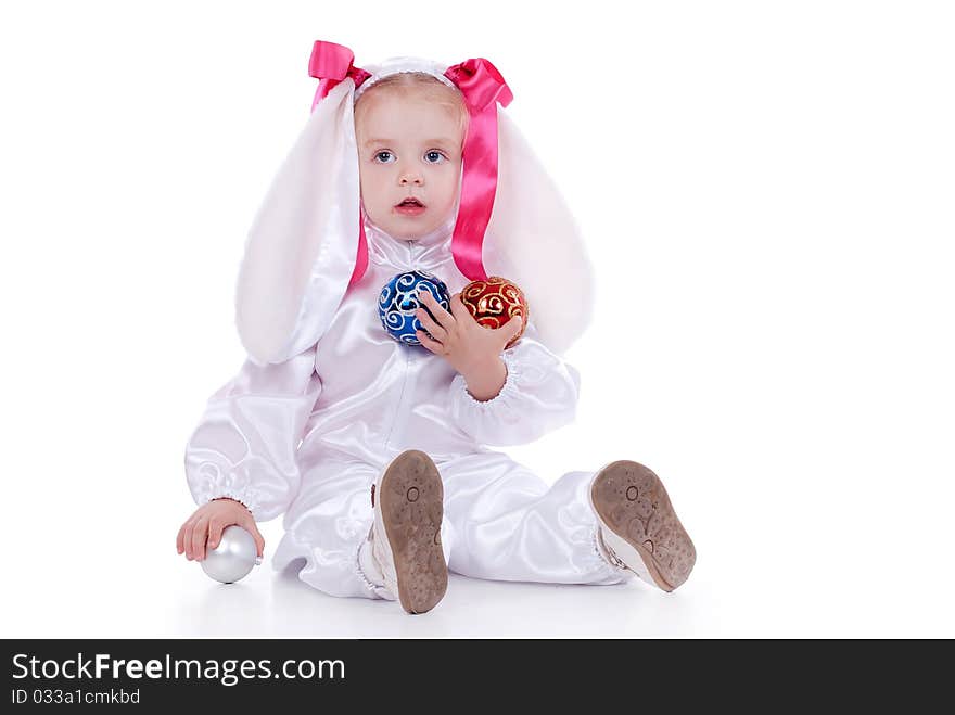 Cute baby in rabbit costume