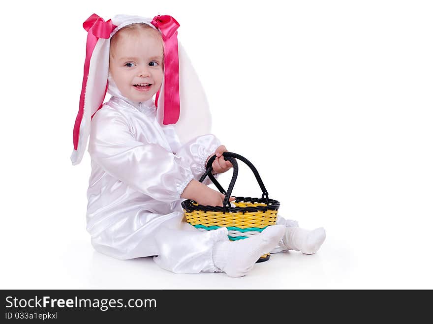 Cute baby in rabbit costume