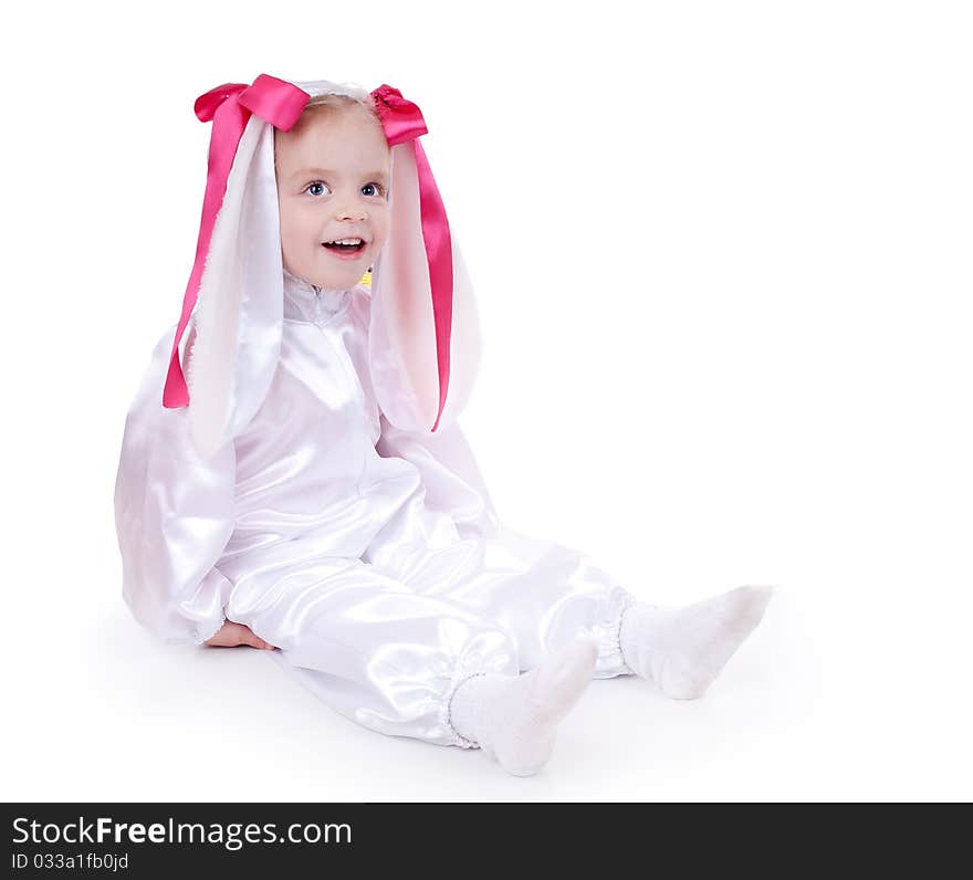 Cute baby in rabbit costume