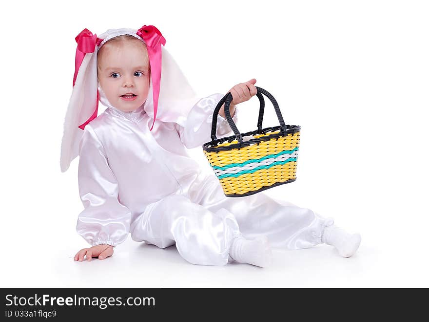 Cute baby in rabbit costume