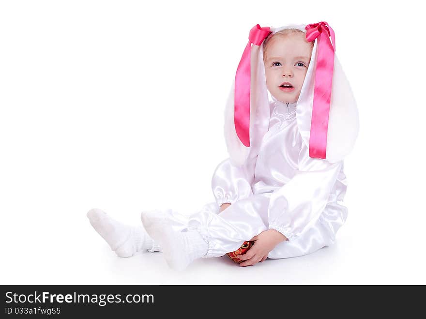 Cute baby in rabbit costume