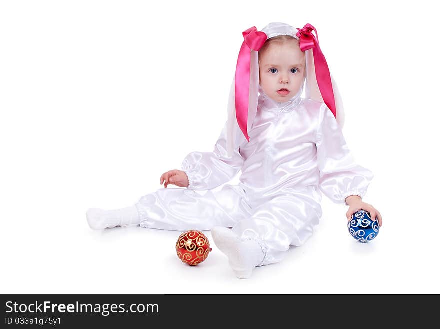 Cute baby in rabbit costume