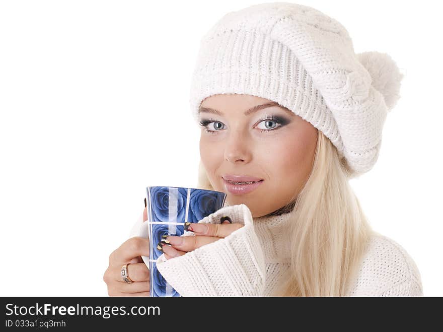 Portrait of beautiful woman with cup of coffee. Portrait of beautiful woman with cup of coffee