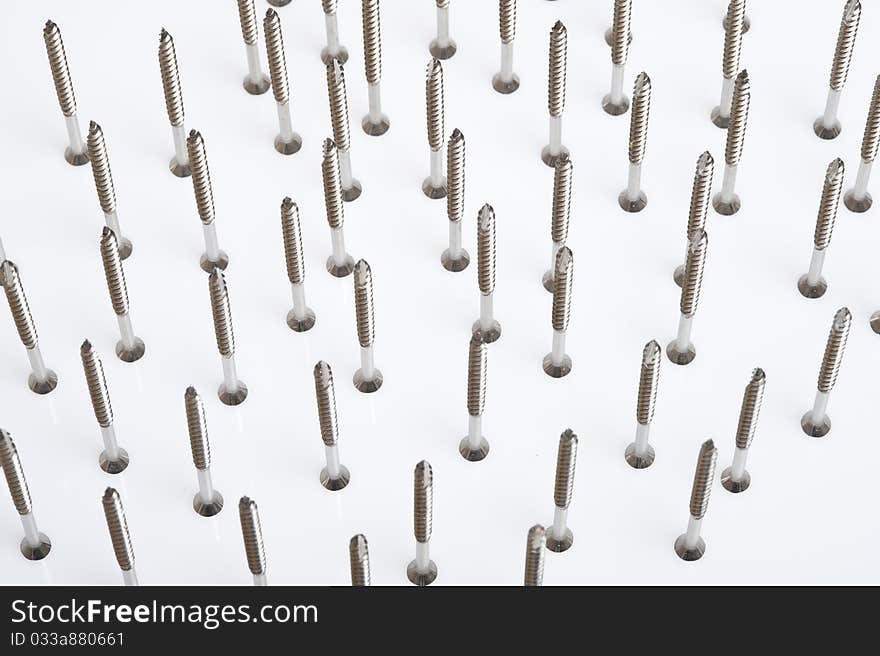 Metal screws isolated on the white background