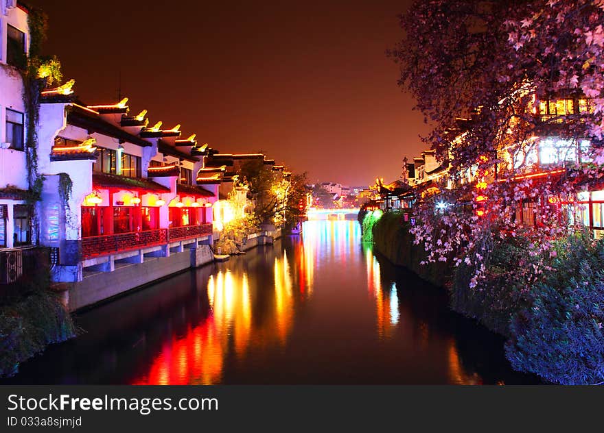 Qinhuai river in night