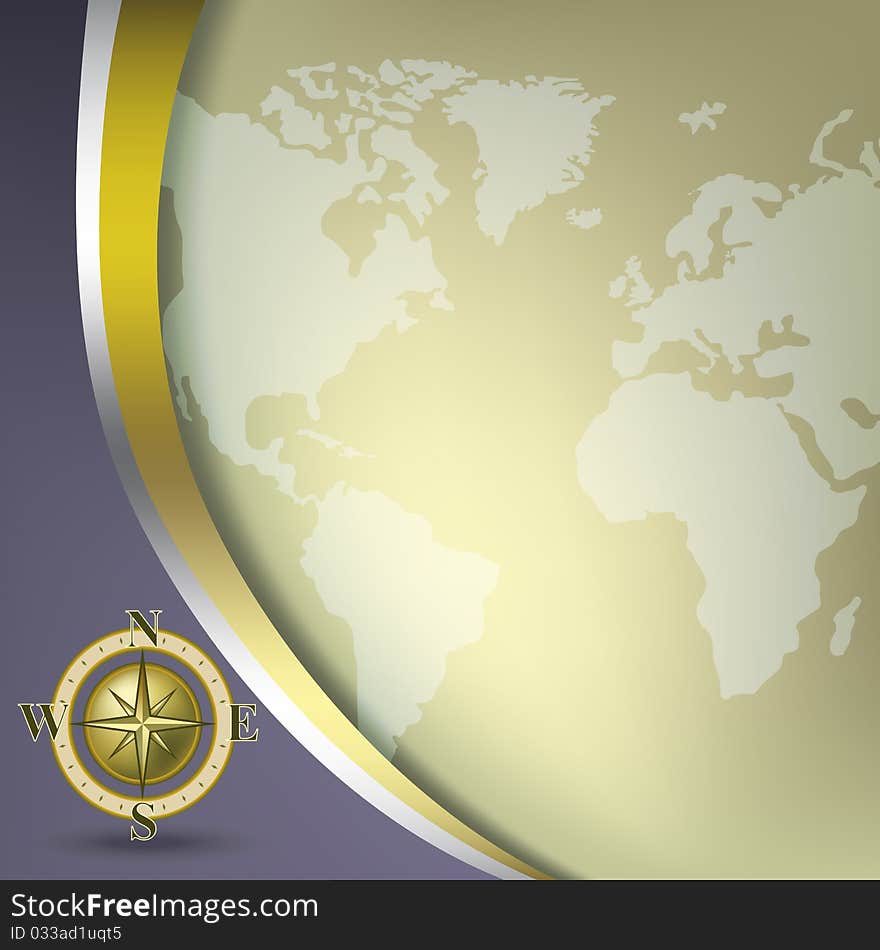 Abstract business background with earth map and compass