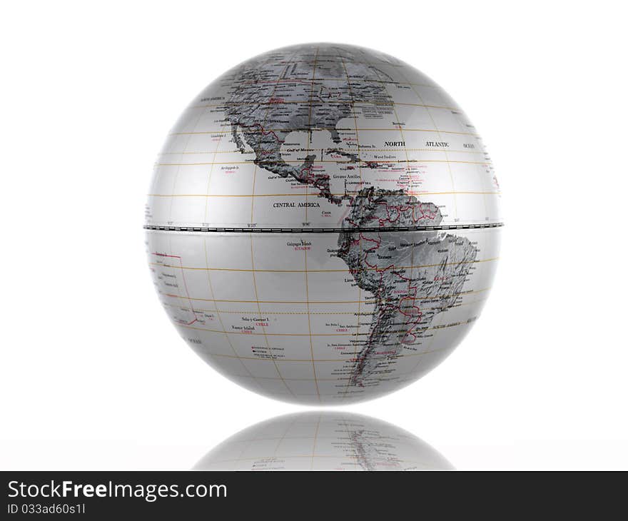 A world globe isolated aqainst a white background