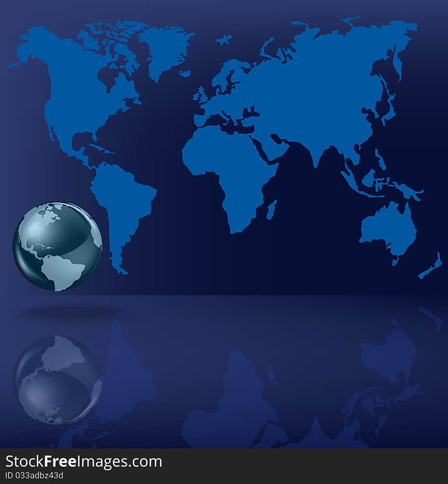 Abstract business background with earth map and globe