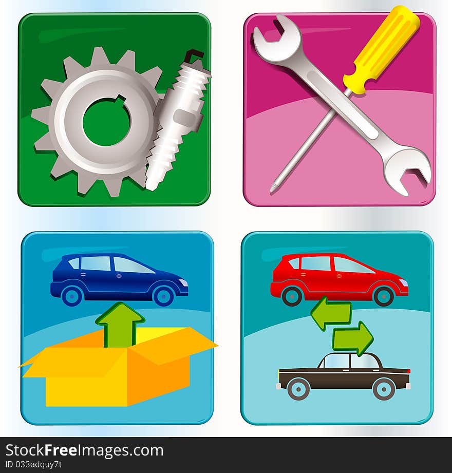 Auto service icons.  illustration