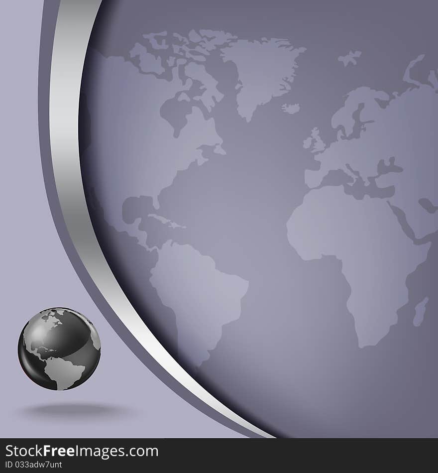 Abstract business background with earth map and steel globe