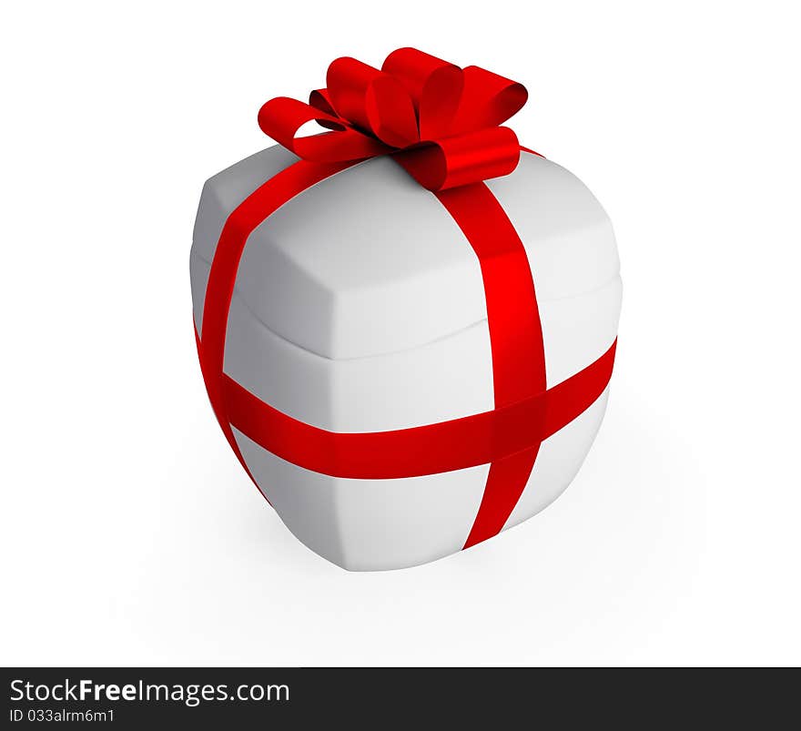 Inflated gift concept. Isolated on white background.