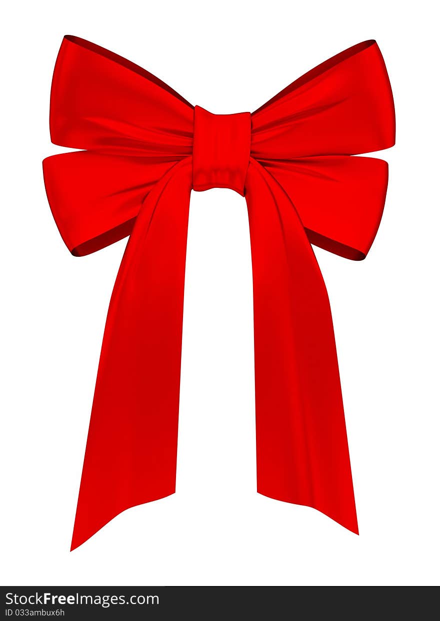 Red satin ribbon. Isolated on white background.