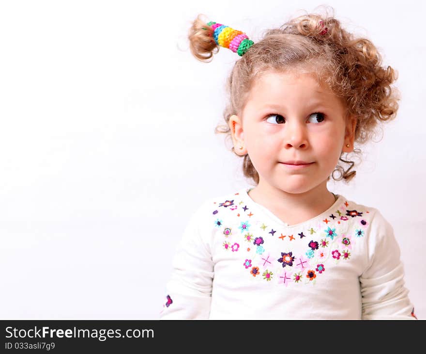 Adorable little girl isolated on white background