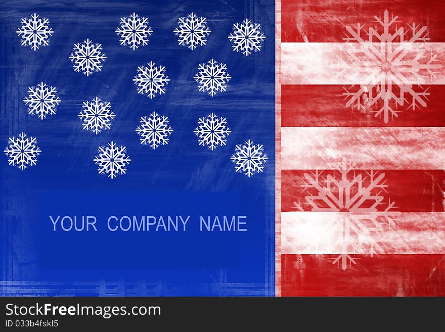 American flag abstract design with snowflakes