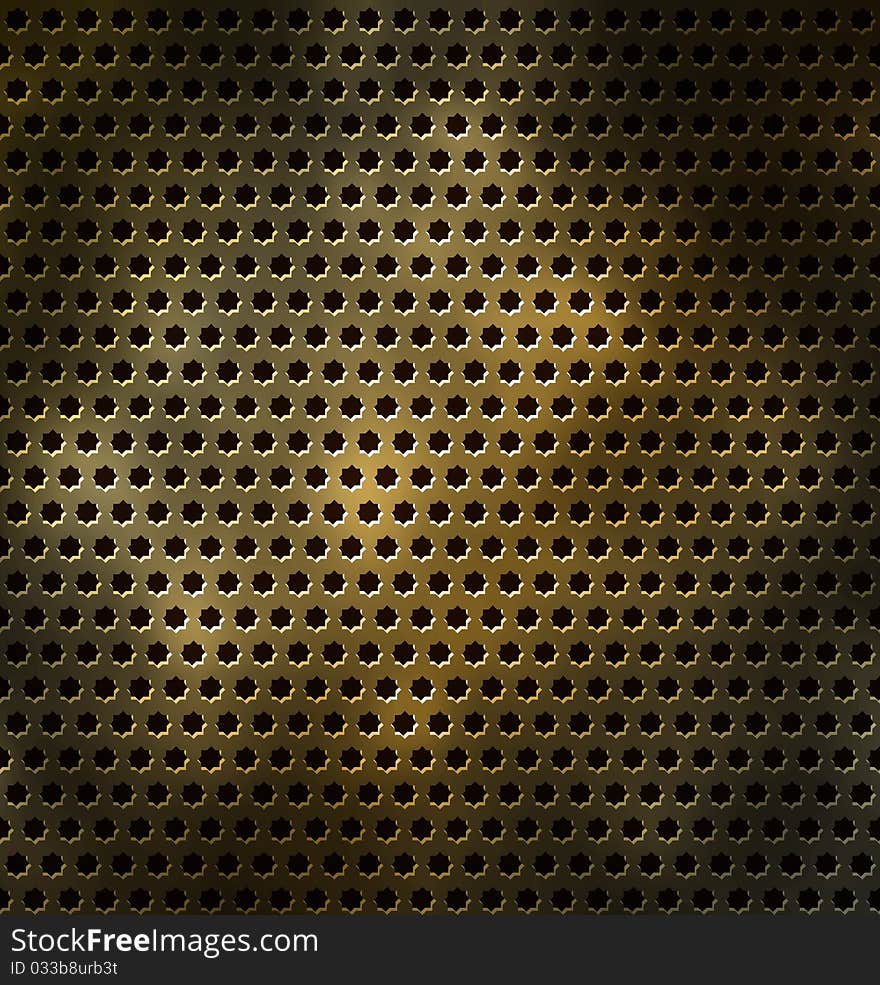 Metal grid with holes in the form of a star