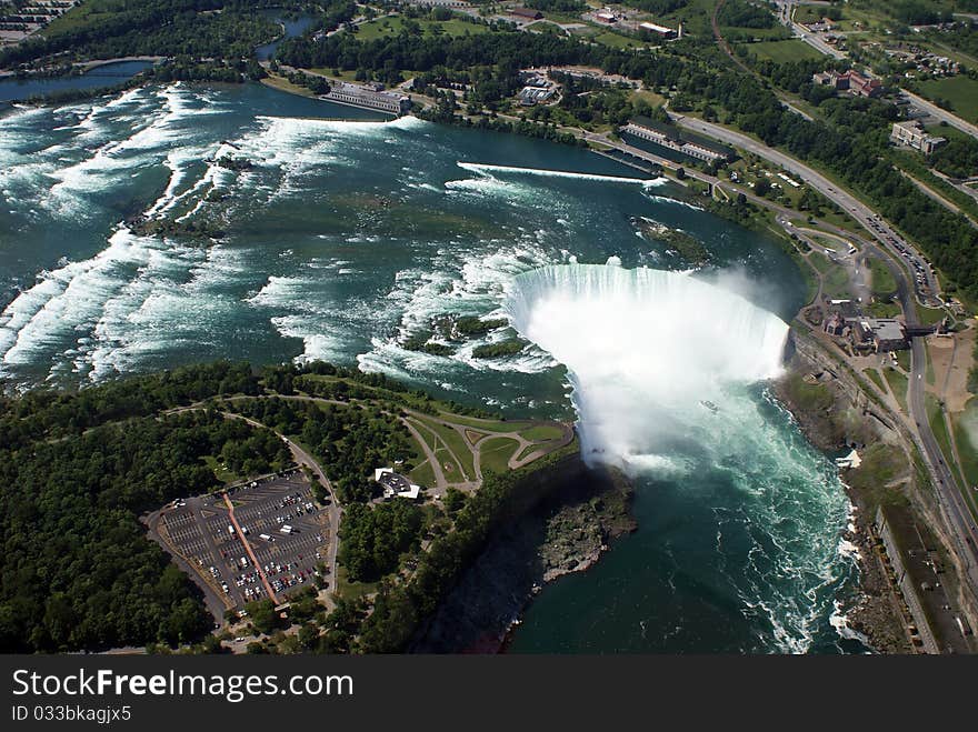 The Horseshoe Falls photographed from the air. The Horseshoe Falls photographed from the air