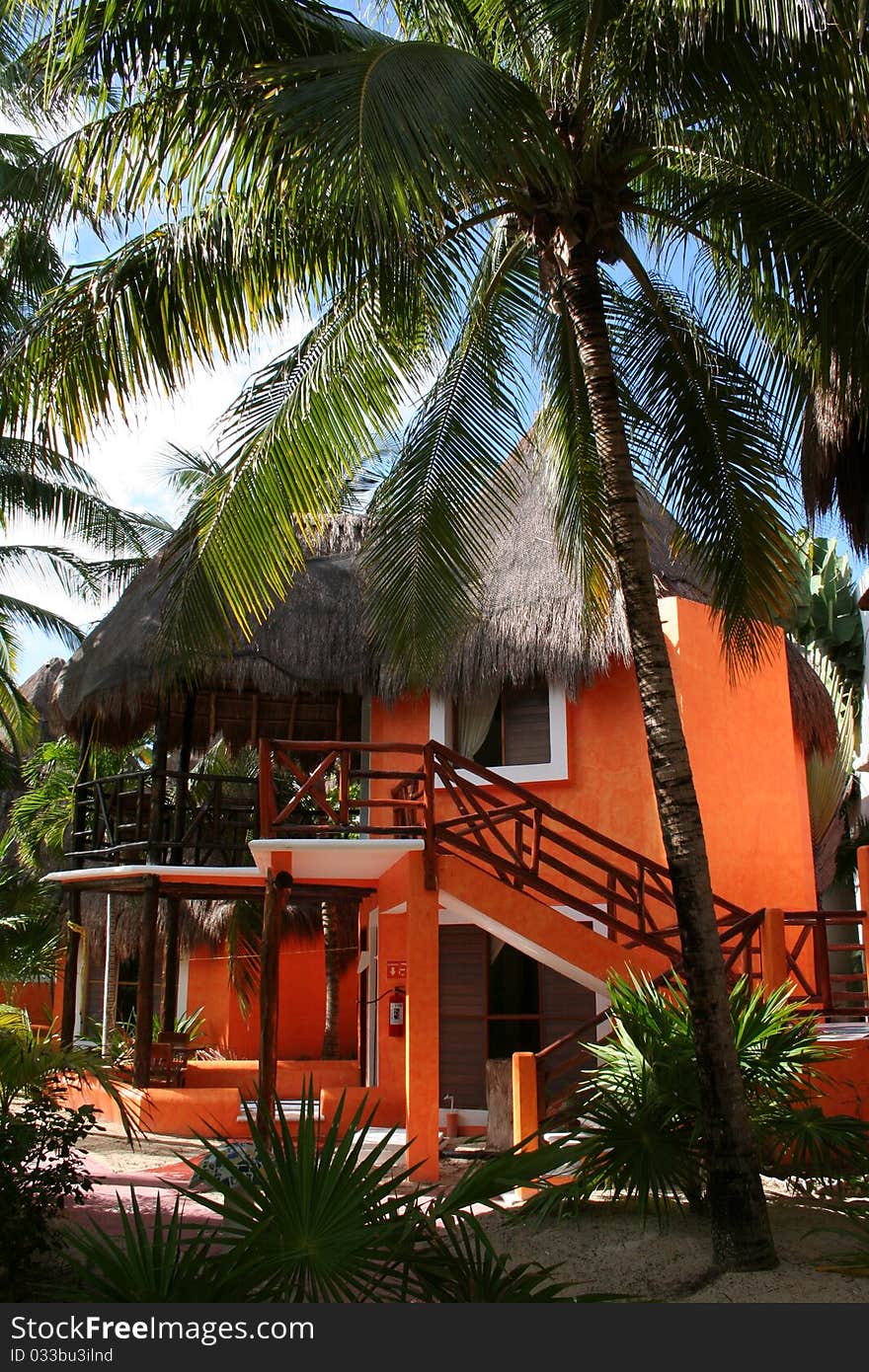 Palapa in Playa del Carmen, South of Cancun - Mexico. Palapa in Playa del Carmen, South of Cancun - Mexico