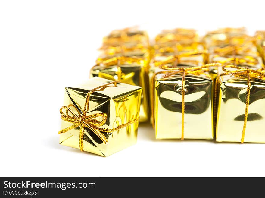 Festive gift boxes isolated