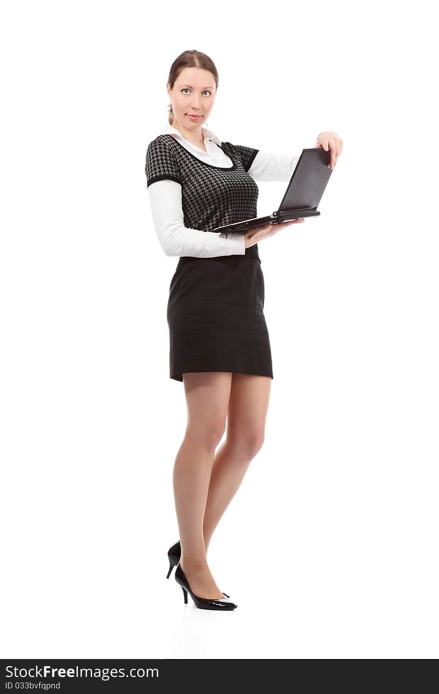 Smiling business woman. Isolated over white background