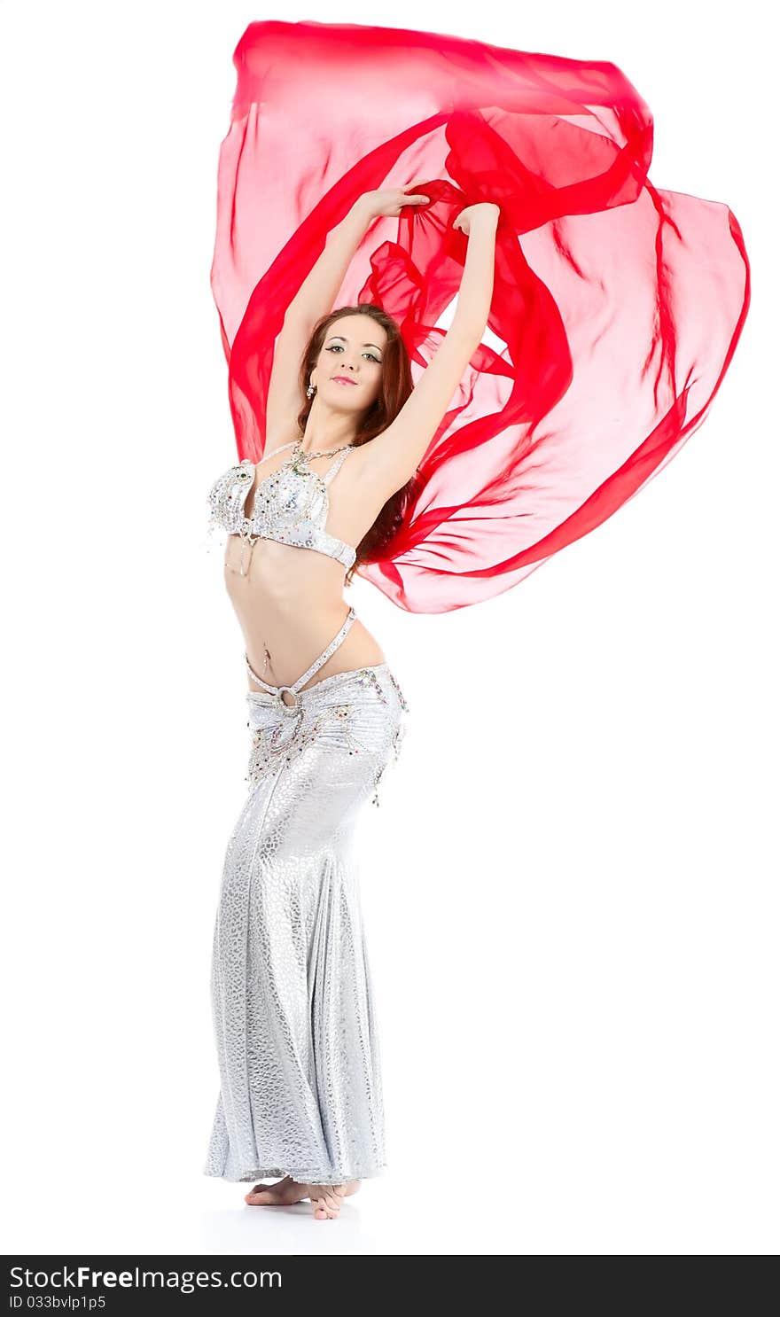 Dance woman over white background with brown hair