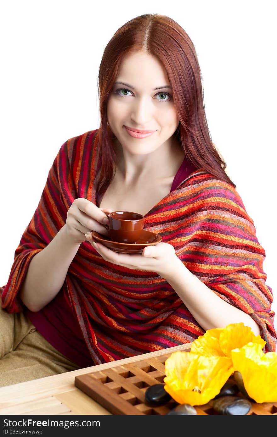 Beautiful Woman  In Cafe