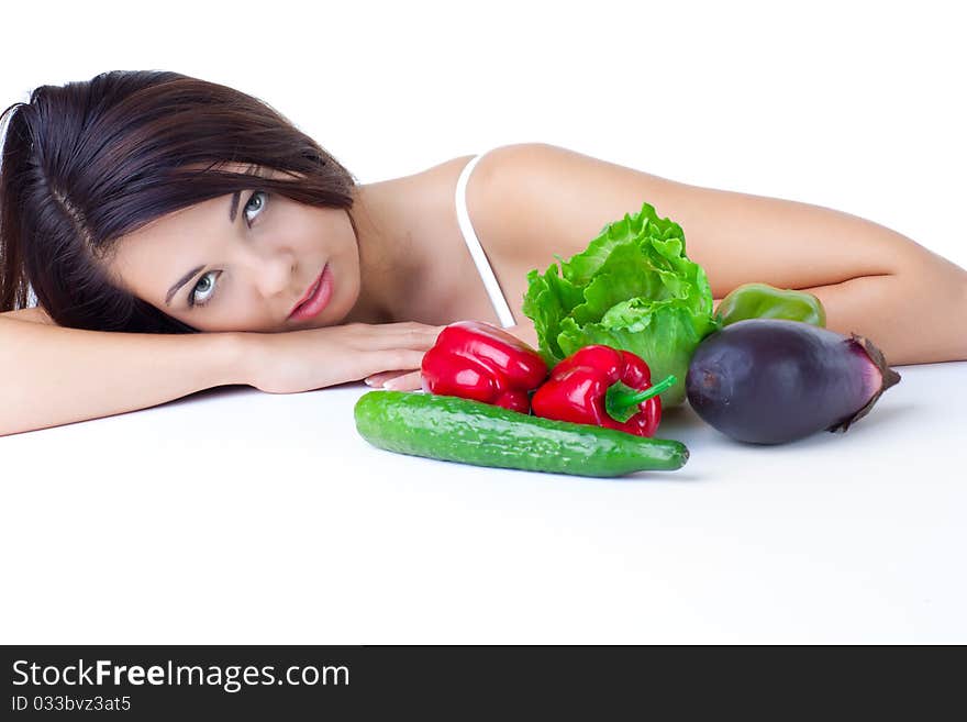 Young girl with  vegetables