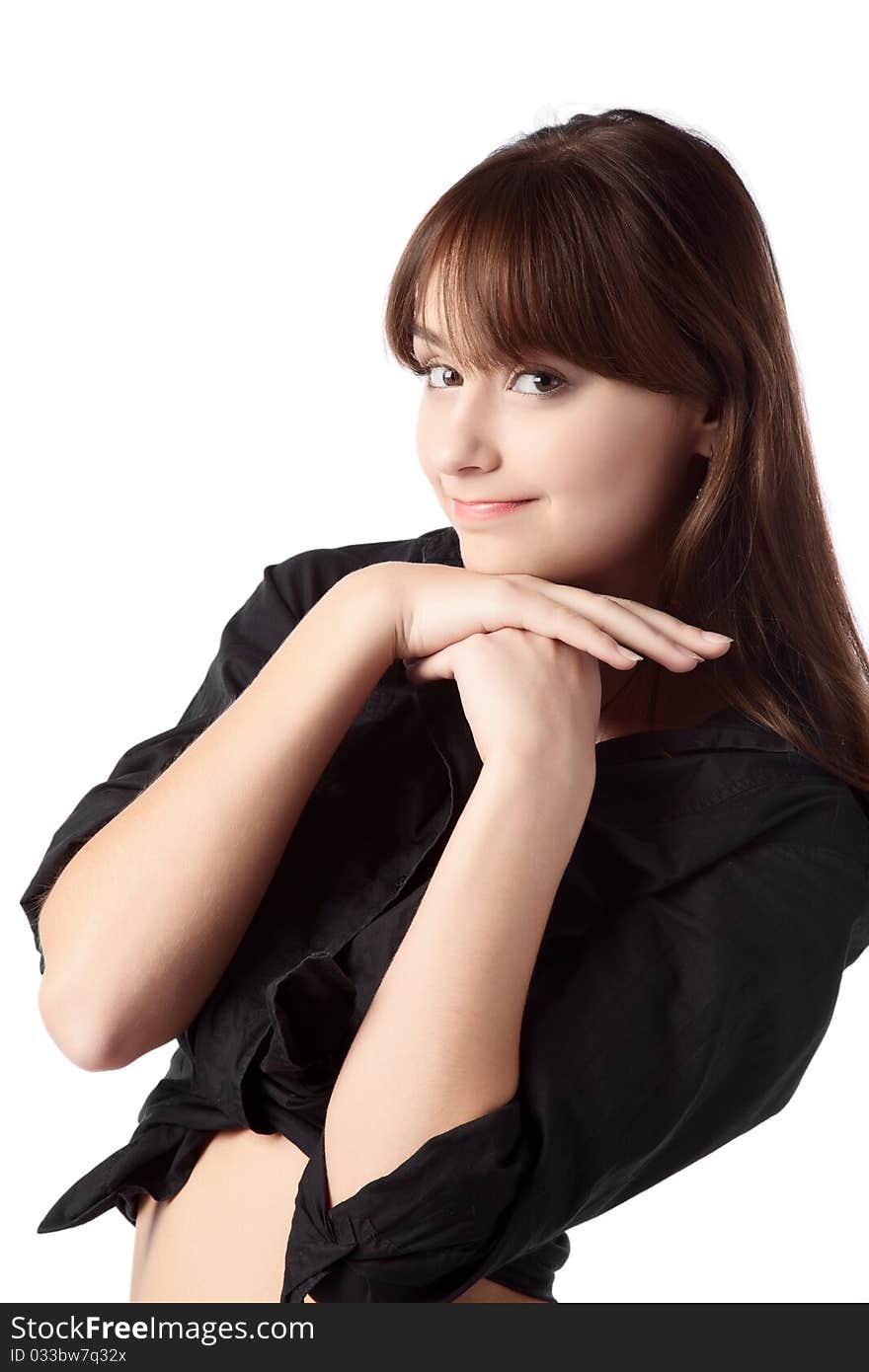 Casual girl standing up over a white background. Casual girl standing up over a white background