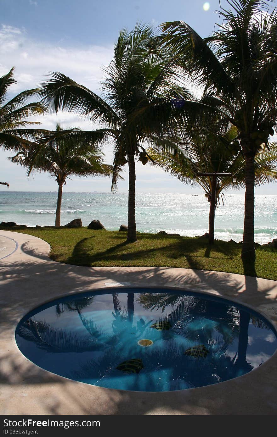 The Pool at Hotel Mahekal in Playa del Carmen, South of Cancun - Mexico. The Pool at Hotel Mahekal in Playa del Carmen, South of Cancun - Mexico