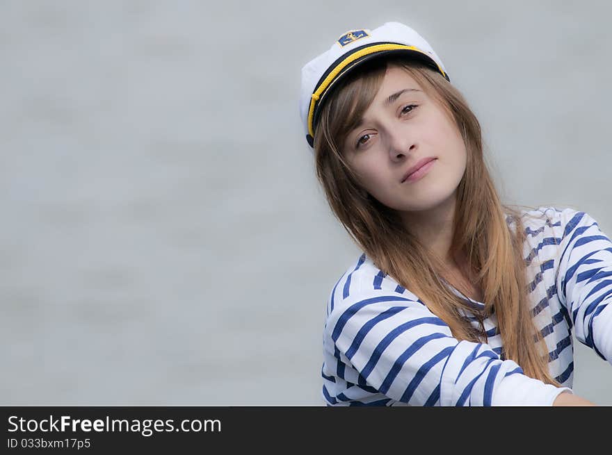 Brown Hair Beautiful Girl with sailor uniform