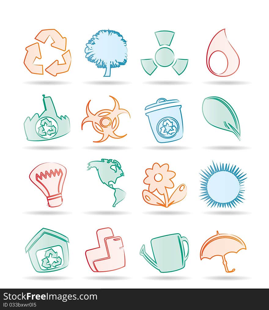 Simple Ecology and Recycling icons - Vector Icon Set