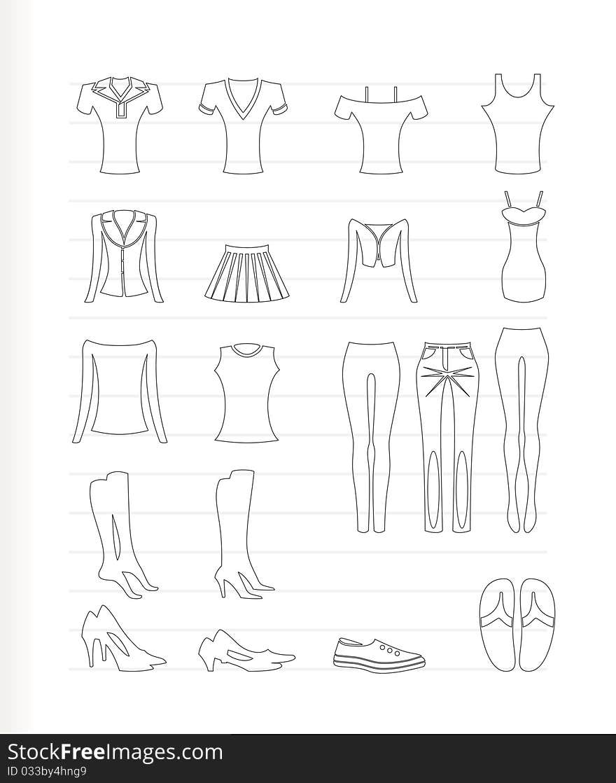 Woman And Female Clothes Icons